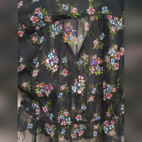 Free People Black Floral Embroidered Blouse - Picture 9 of 9